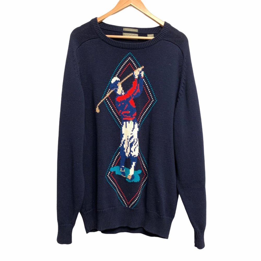 Vintage Lord & Taylor Sweater Golfer Embroidered